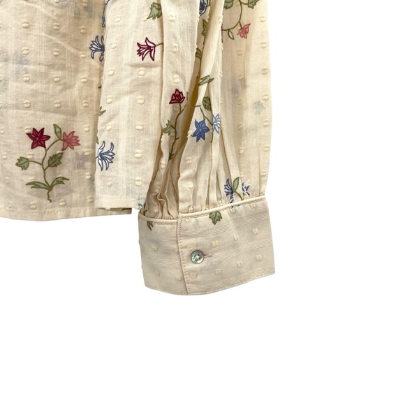 Wonderly Western Boho Floral Print Button Down Top New Cream Size Large - Picture 10 of 11